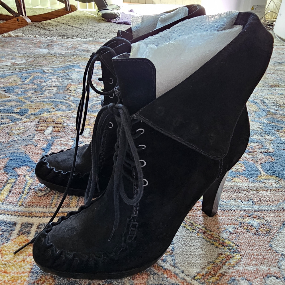 Diane Von Furstenberg Black Lace-Up Boots
